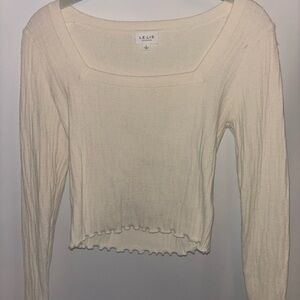 Le Lis Cream Ribbed Fitted Blouse Long Sleeve
